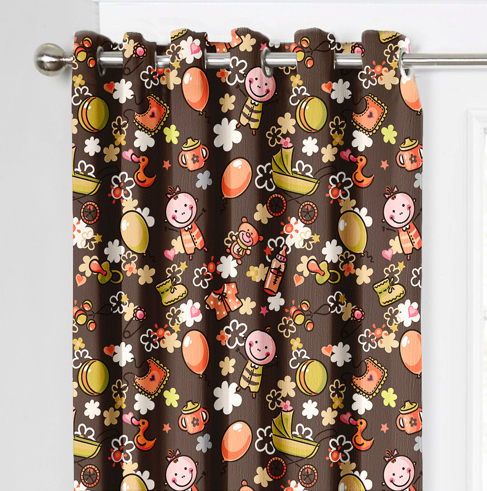 Ultimate Trends Premium Polyester Kids Room Curtain For Home Décor Brown Color, 1 Piece