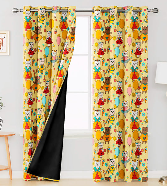 Ultimate Trends Premium Polyester Kids Room Curtain For Home Décor Yellow Color, 1 Piece