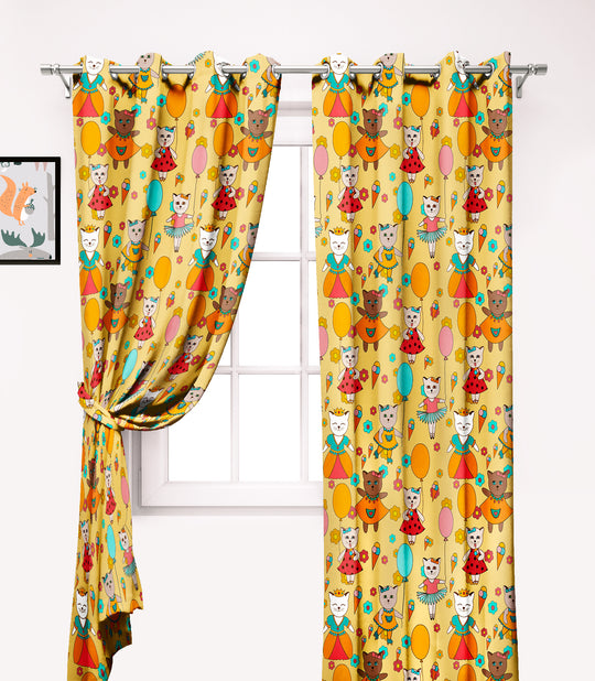 Ultimate Trends Premium Polyester Kids Room Curtain For Home Décor Yellow Color, 1 Piece