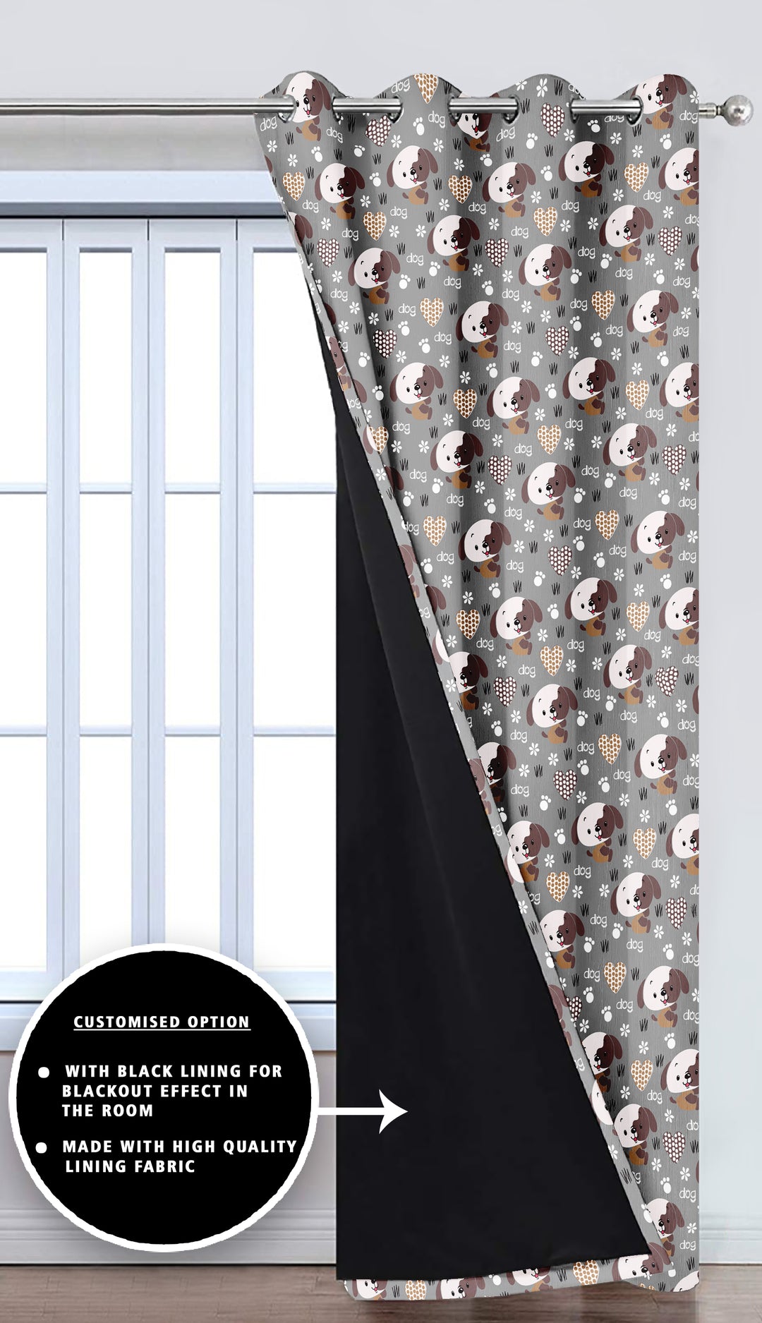 Ultimate Trends Premium Polyester Kids Room Curtain For Home Décor Stone Grey Color, 1 Piece