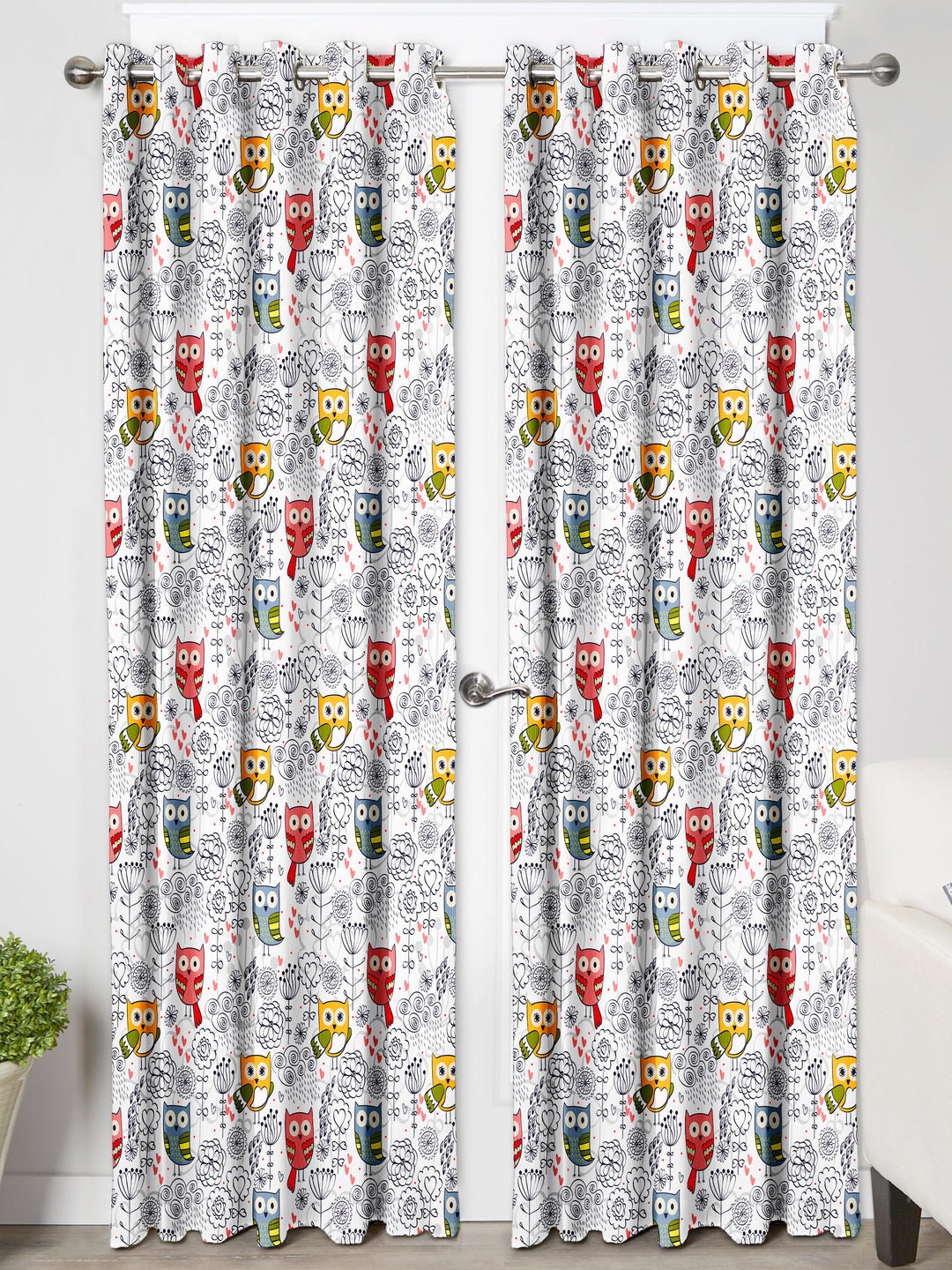 Ultimate Trends Premium Polyester Kids Room Curtain For Home Décor White Color, 1 Piece