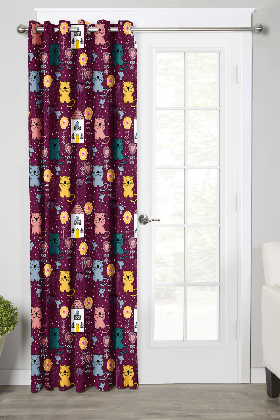 Ultimate Trends Premium Polyester Kids Room Curtain For Home Décor Magenta Color, 1 Piece