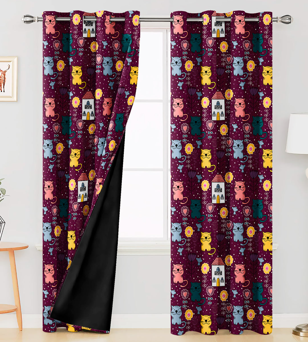 Ultimate Trends Premium Polyester Kids Room Curtain For Home Décor Magenta Color, 1 Piece