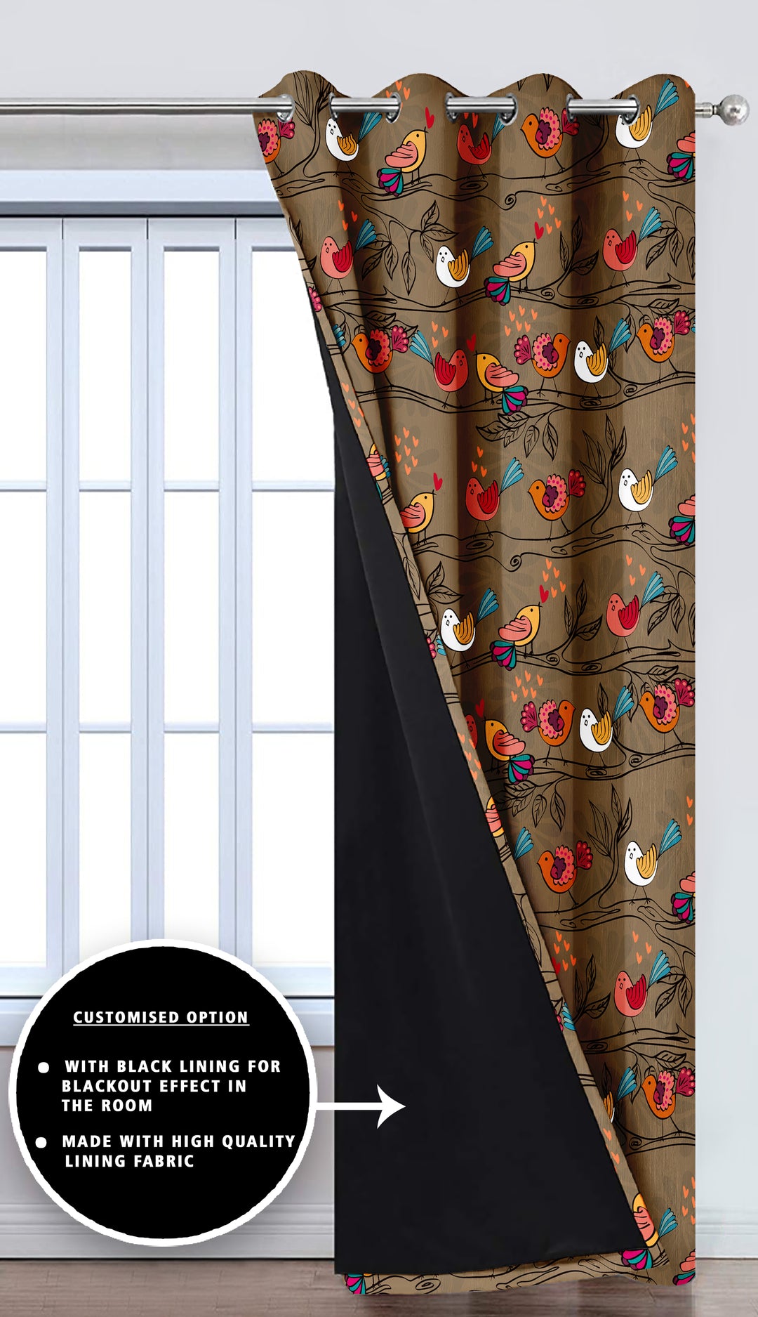 Ultimate Trends Premium Polyester Kids Room Curtain For Home Décor Brown Color, 1 Piece