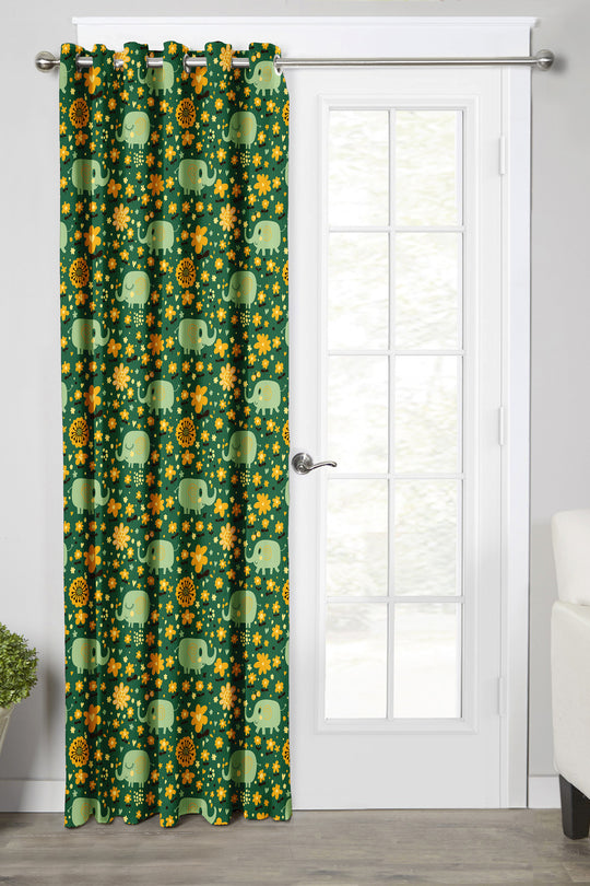 Ultimate Trends Premium Polyester Kids Room Curtain For Home Décor Green Color, 1 Piece