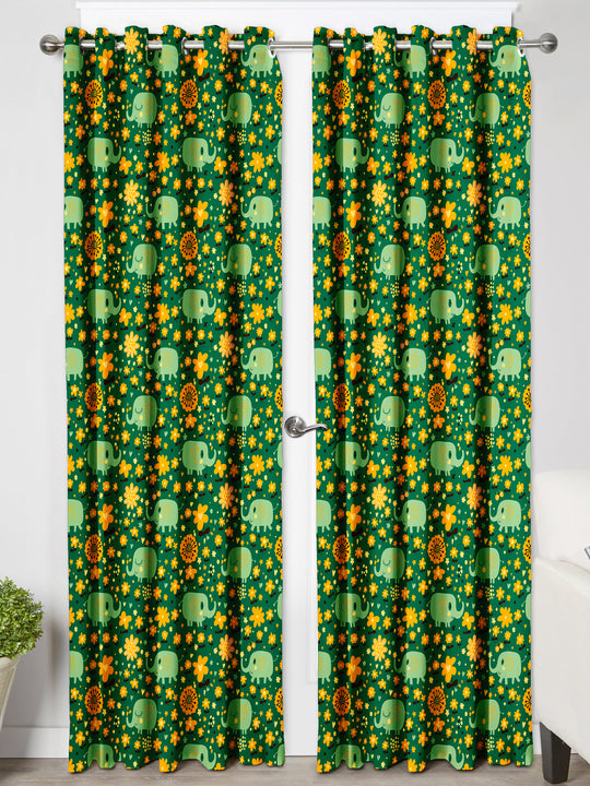 Ultimate Trends Premium Polyester Kids Room Curtain For Home Décor Green Color, 1 Piece