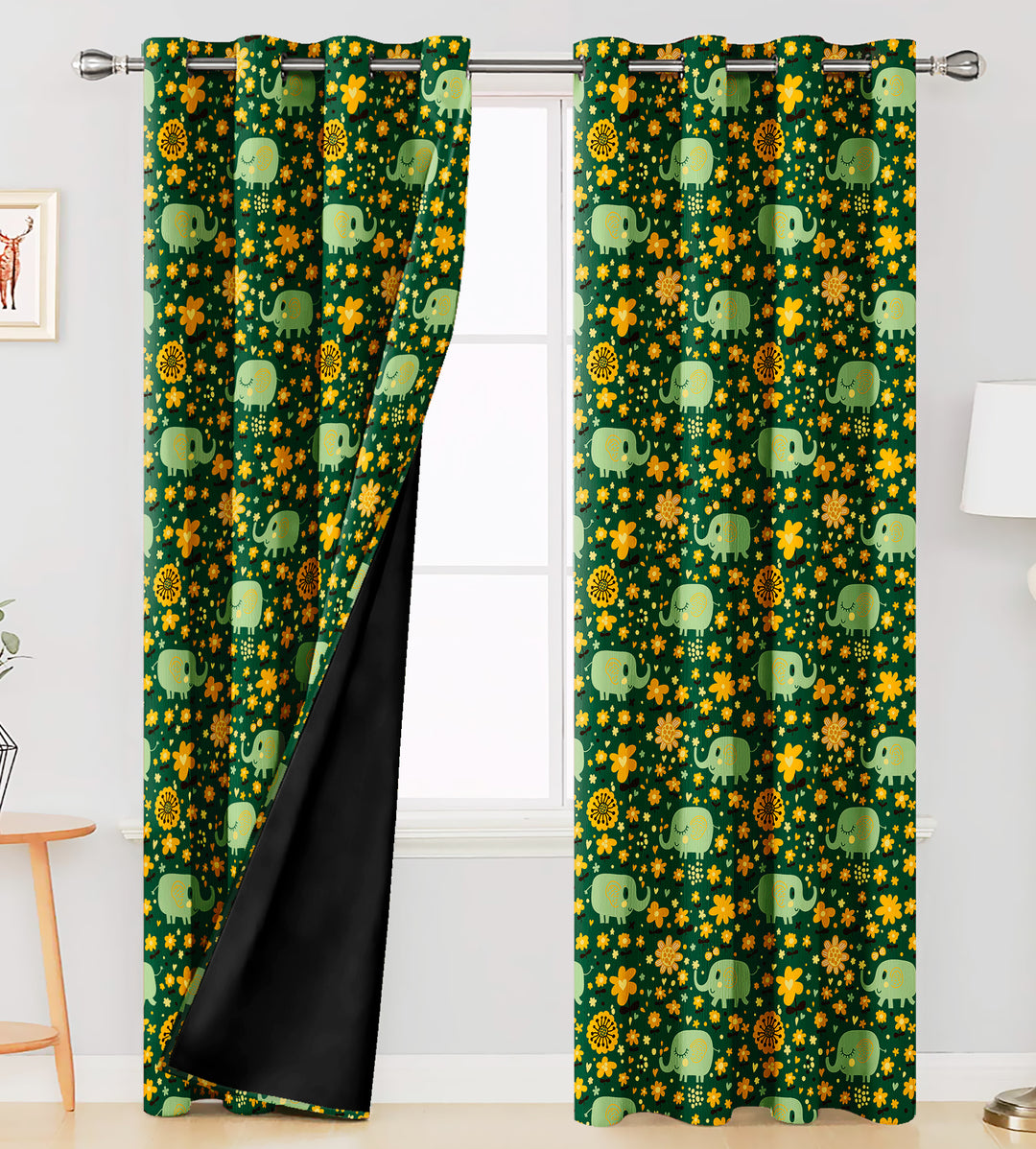 Ultimate Trends Premium Polyester Kids Room Curtain For Home Décor Green Color, 1 Piece