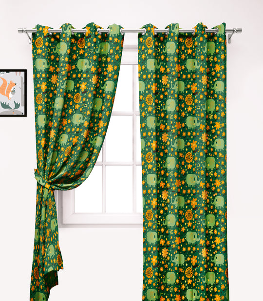 Ultimate Trends Premium Polyester Kids Room Curtain For Home Décor Green Color, 1 Piece