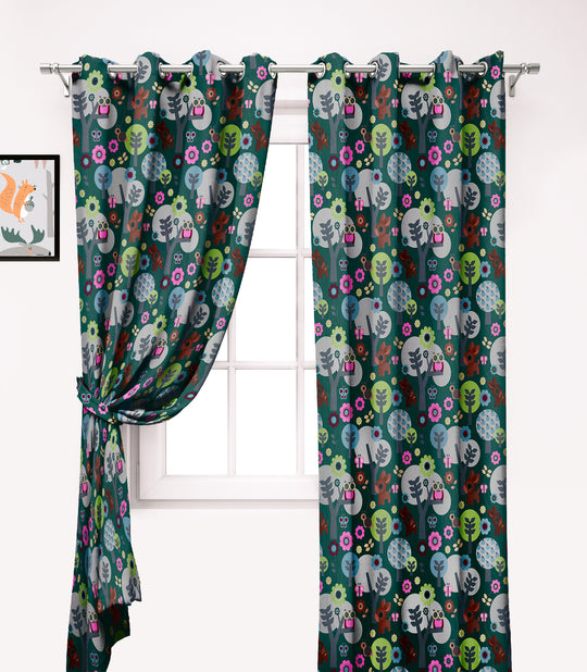 Ultimate Trends Premium Polyester Kids Room Curtain For Home Décor Pine Green Color, 1 Piece