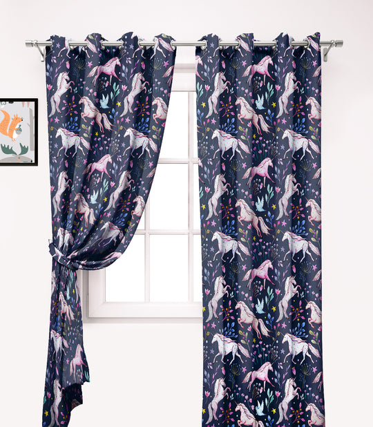 Ultimate Trends Premium Polyester Kids Room Curtain For Home Décor Dark Blue Color, 1 Piece