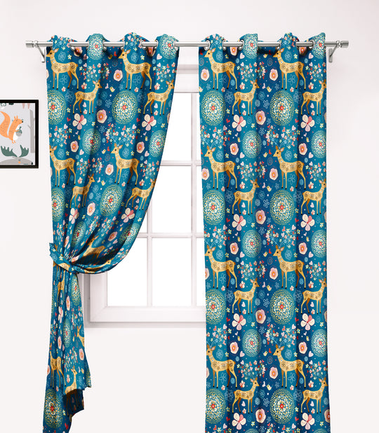 Ultimate Trends Premium Polyester Kids Room Curtain For Home Décor Teal Blue Color, 1 Piece