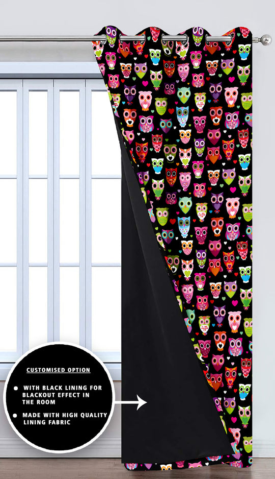 Ultimate Trends Premium Polyester Kids Room Curtain For Home Décor Black Color, 1 Piece