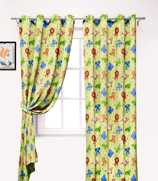 Ultimate Trends Premium Polyester Kids Room Curtain For Home Décor Lemon Green Color, 1 Piece