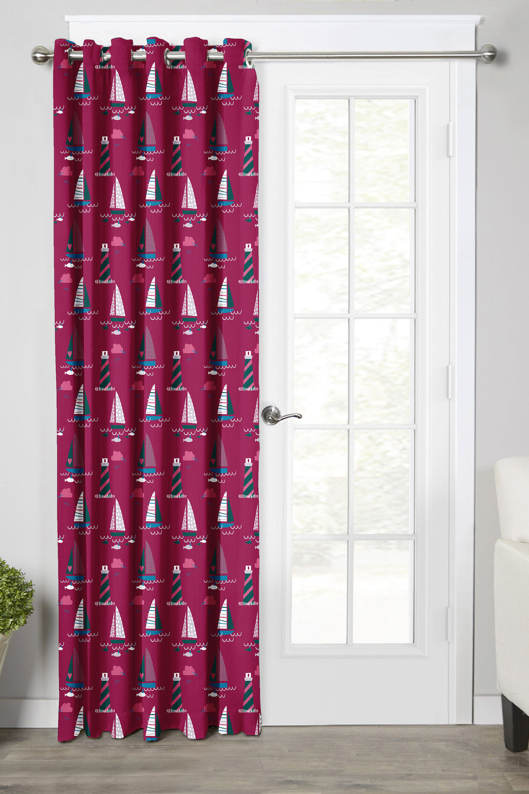 Ultimate Trends Premium Polyester Kids Room Curtain For Home Décor Magenta Color, 1 Piece