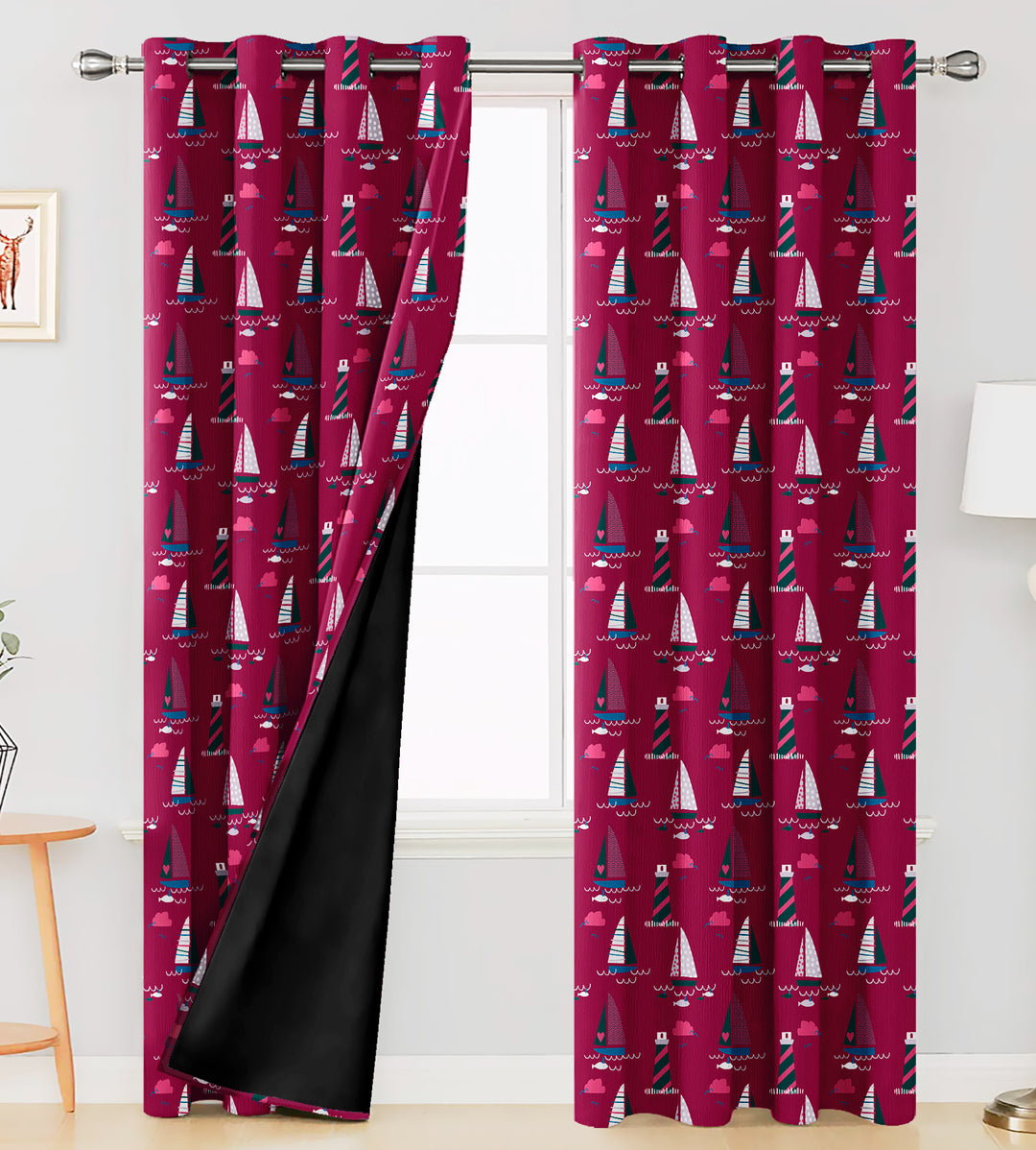 Ultimate Trends Premium Polyester Kids Room Curtain For Home Décor Magenta Color, 1 Piece