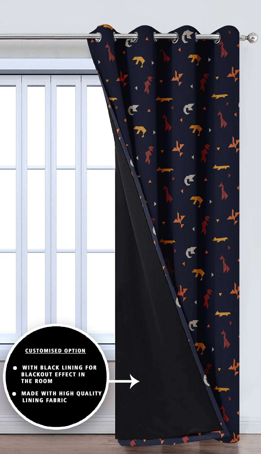 Ultimate Trends Premium Polyester Kids Room Curtain For Home Décor Black Color, 1 Piece