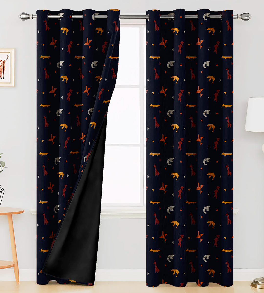 Ultimate Trends Premium Polyester Kids Room Curtain For Home Décor Black Color, 1 Piece