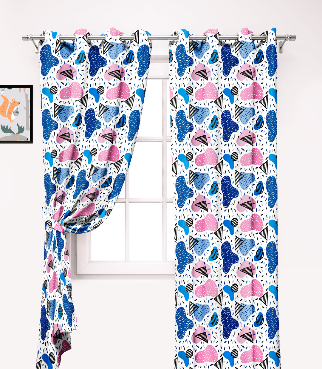 Ultimate Trends Premium Polyester Kids Room Curtain For Home Décor Blue and Pink Color, 1 Piece