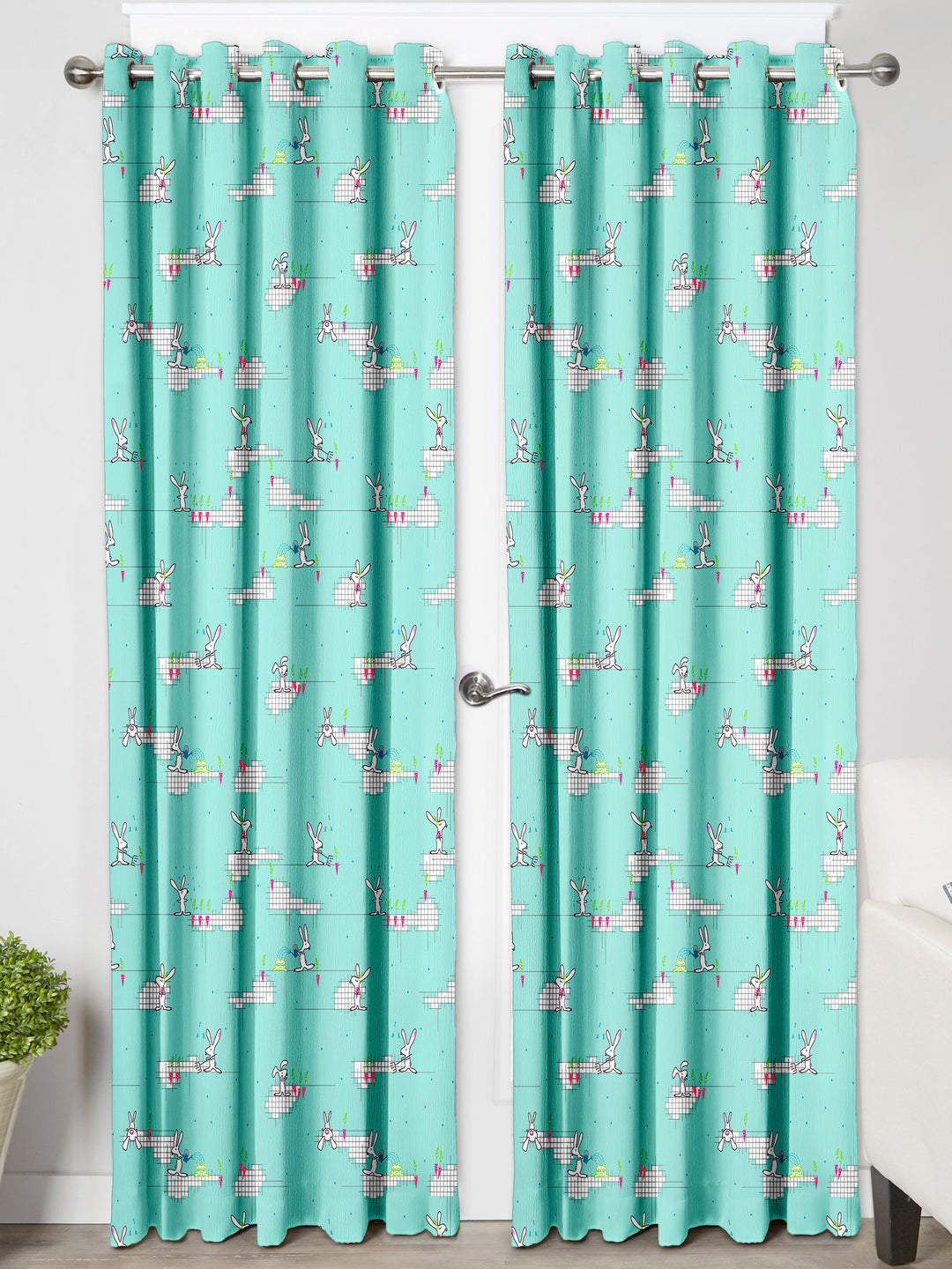 Ultimate Trends Premium Polyester Kids Room Curtain For Home Décor Mint Green Color, 1 Piece