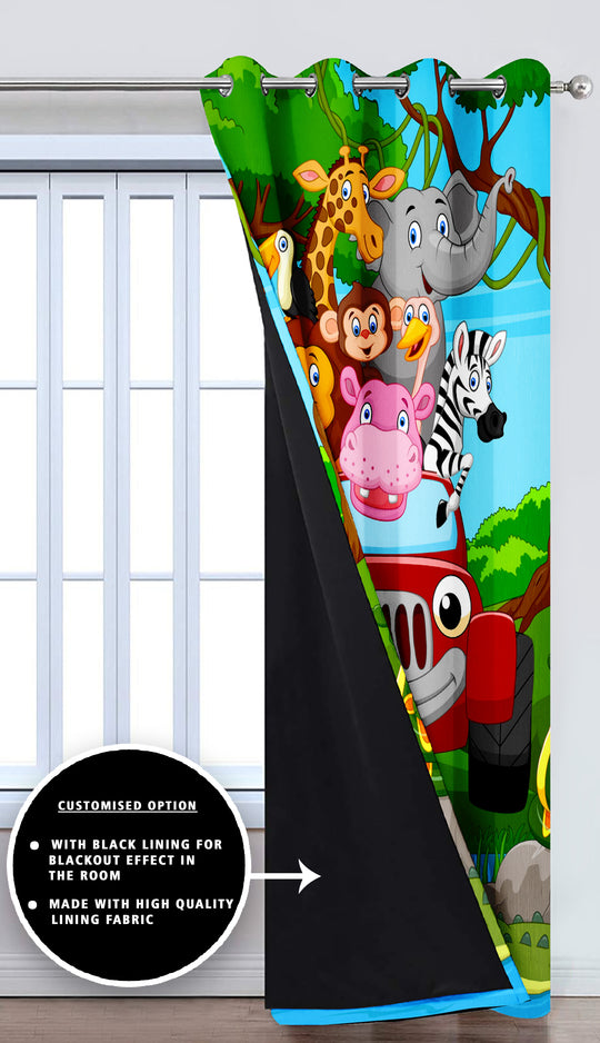 Ultimate Trends Premium Polyester 3D Kids Room Cartoon Curtain For Home Décor Multi Color, 1 Piece