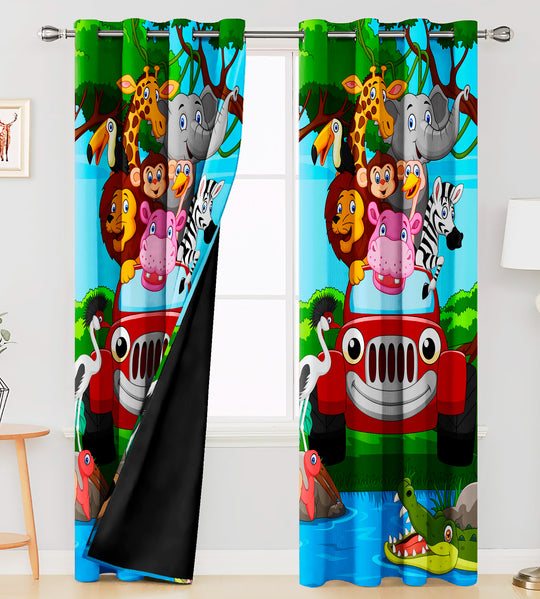 Ultimate Trends Premium Polyester 3D Kids Room Cartoon Curtain For Home Décor Multi Color, 1 Piece