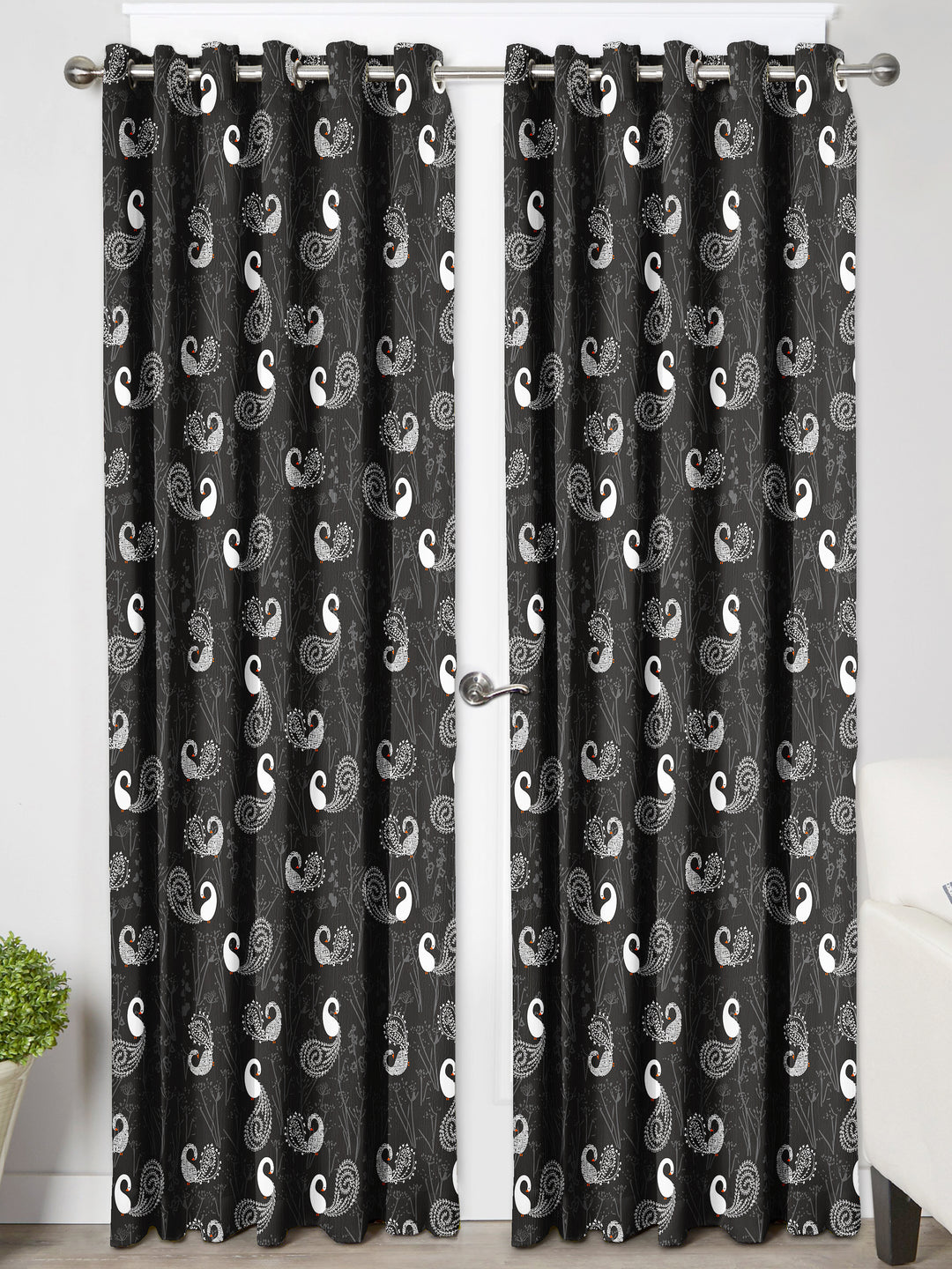 Ultimate Trends Premium Polyester Kids Room Curtain For Home Décor Black Color, 1 Piece