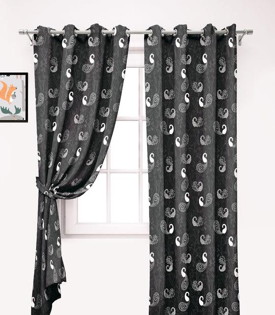 Ultimate Trends Premium Polyester Kids Room Curtain For Home Décor Black Color, 1 Piece