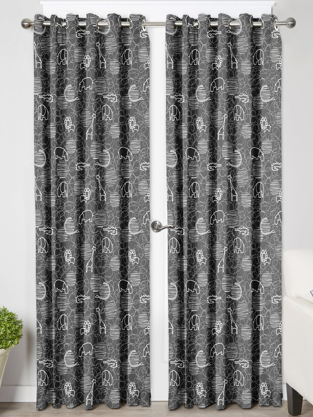 Ultimate Trends Premium Polyester Kids Room Curtain For Home Décor Dark Grey Color, 1 Piece