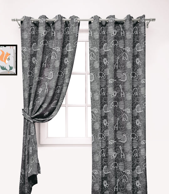 Ultimate Trends Premium Polyester Kids Room Curtain For Home Décor Dark Grey Color, 1 Piece