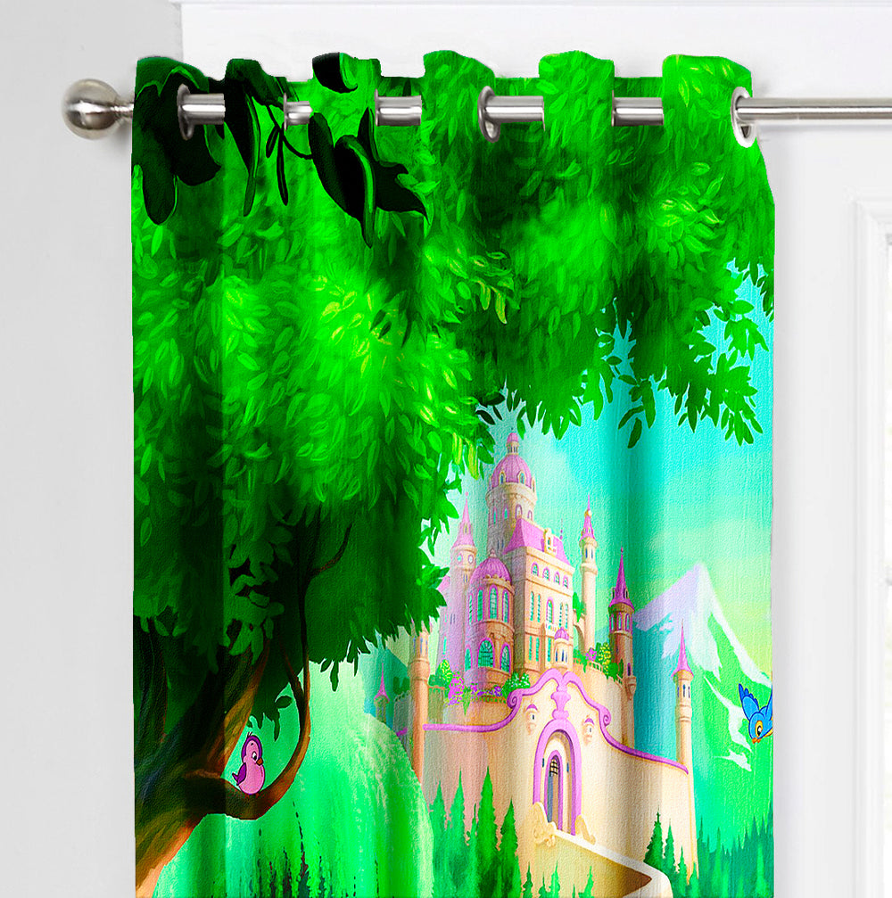 Ultimate Trends Premium Polyester 3D Kids Room Cartoon Curtain For Home Décor Green Color, 1 Piece