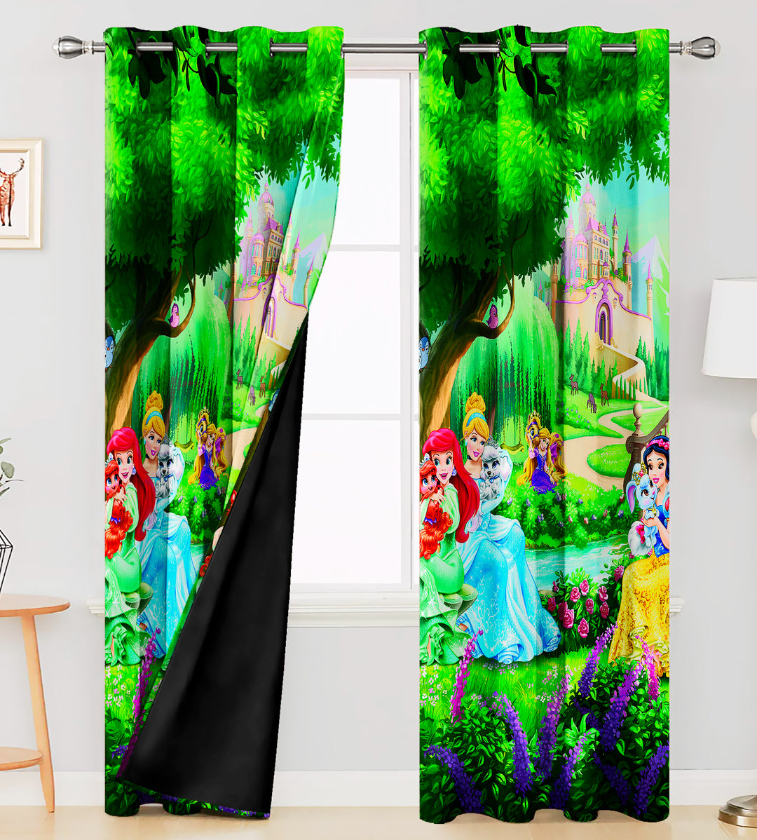 Ultimate Trends Premium Polyester 3D Kids Room Cartoon Curtain For Home Décor Green Color, 1 Piece