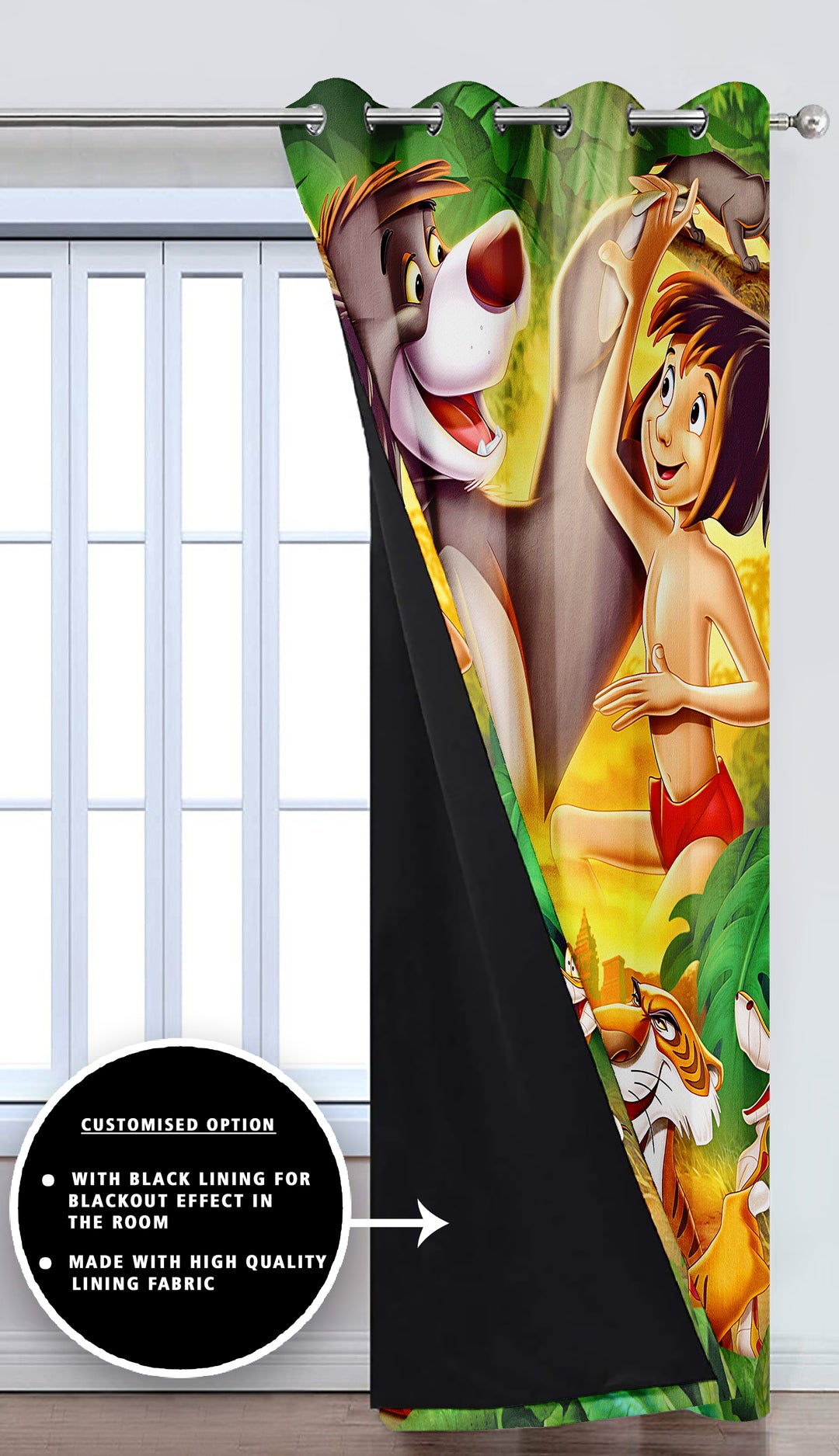 Ultimate Trends Premium Polyester 3D Kids Room Cartoon Curtain For Home Décor Multi Color, 1 Piece