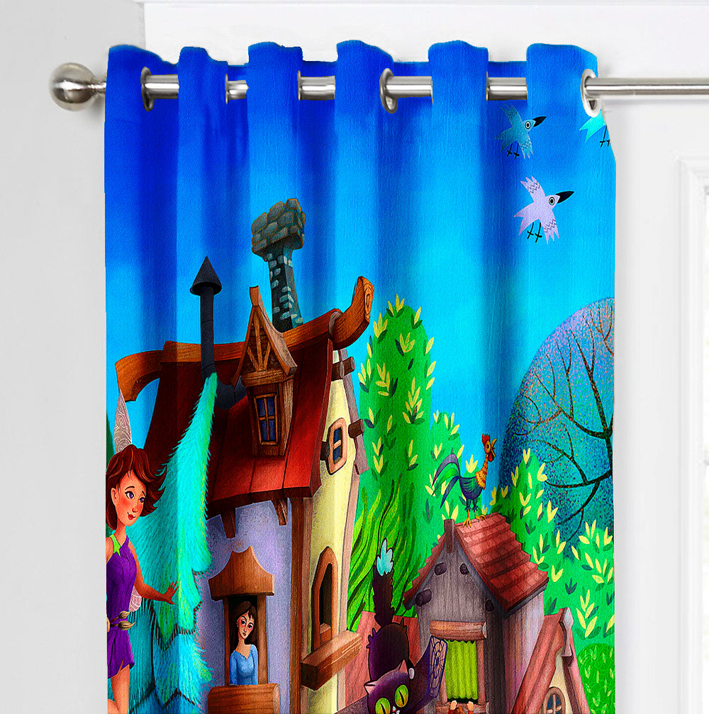 Ultimate Trends Premium Polyester 3D Kids Room Cartoon Curtain For Home Décor Multi Color, 1 Piece