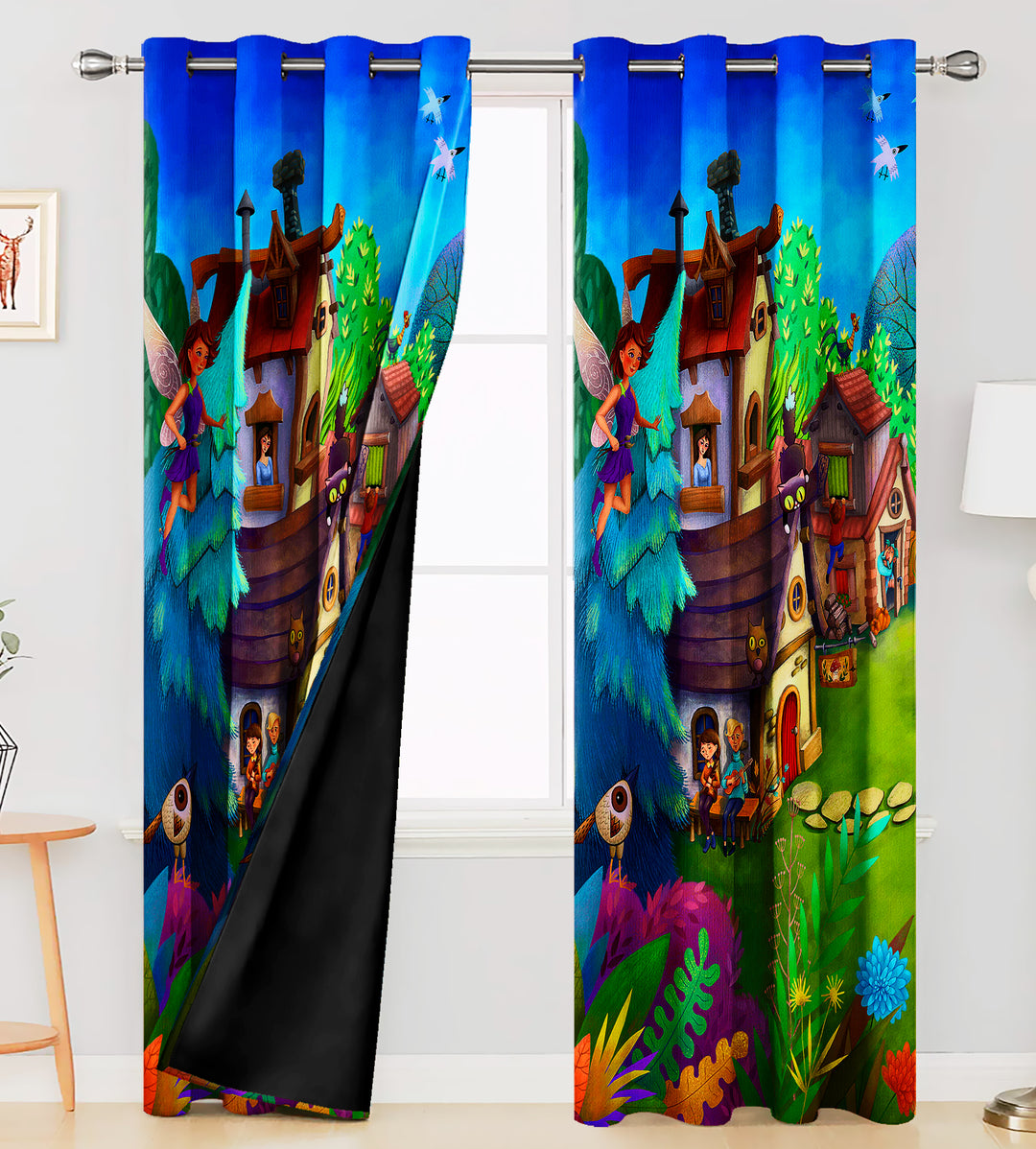 Ultimate Trends Premium Polyester 3D Kids Room Cartoon Curtain For Home Décor Multi Color, 1 Piece