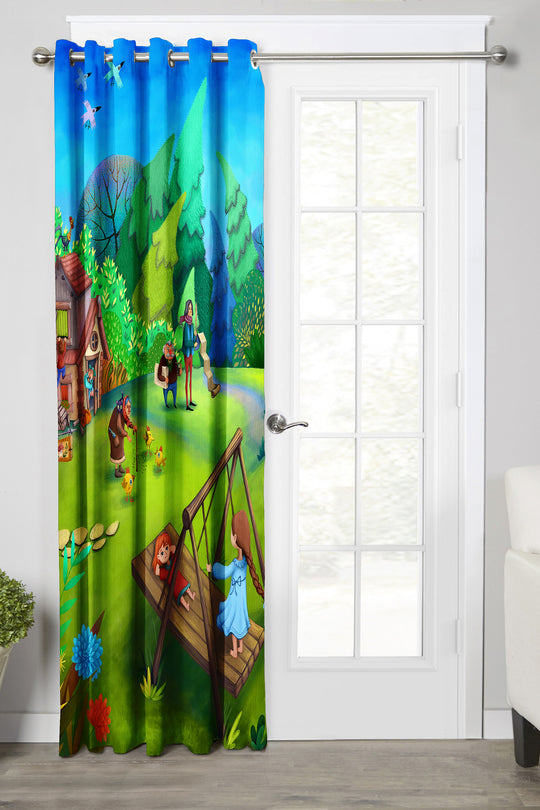 Ultimate Trends Premium Polyester 3D Kids Room Cartoon Curtain For Home Décor Multi Color, 1 Piece