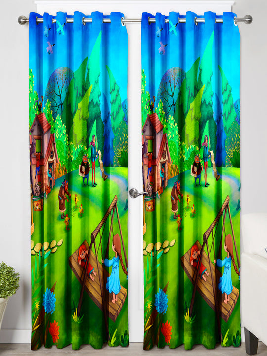 Ultimate Trends Premium Polyester 3D Kids Room Cartoon Curtain For Home Décor Multi Color, 1 Piece