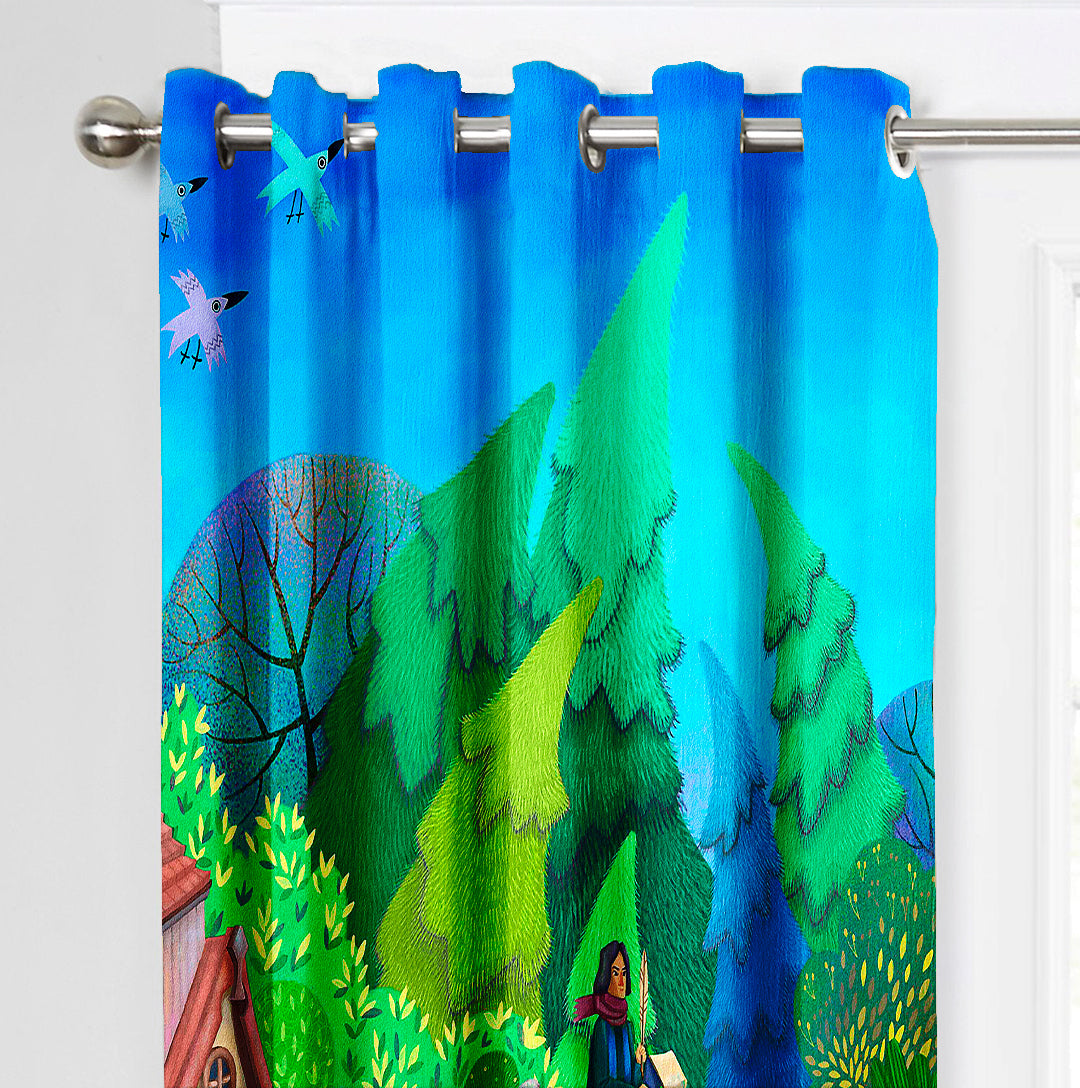 Ultimate Trends Premium Polyester 3D Kids Room Cartoon Curtain For Home Décor Multi Color, 1 Piece