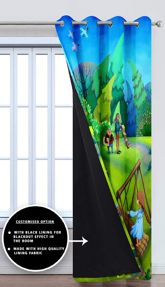 Ultimate Trends Premium Polyester 3D Kids Room Cartoon Curtain For Home Décor Multi Color, 1 Piece