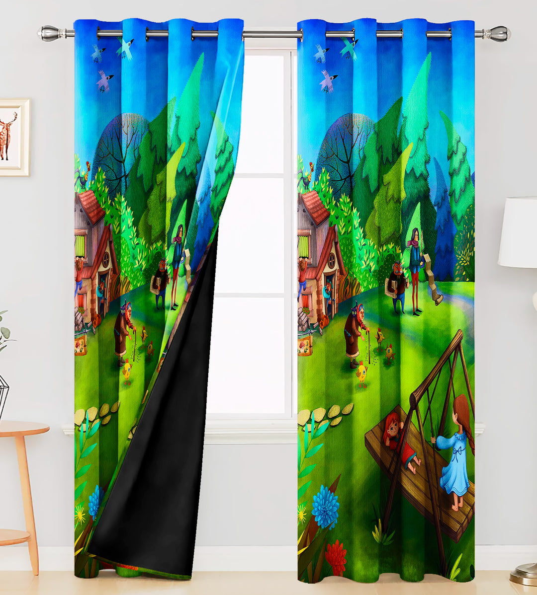 Ultimate Trends Premium Polyester 3D Kids Room Cartoon Curtain For Home Décor Multi Color, 1 Piece