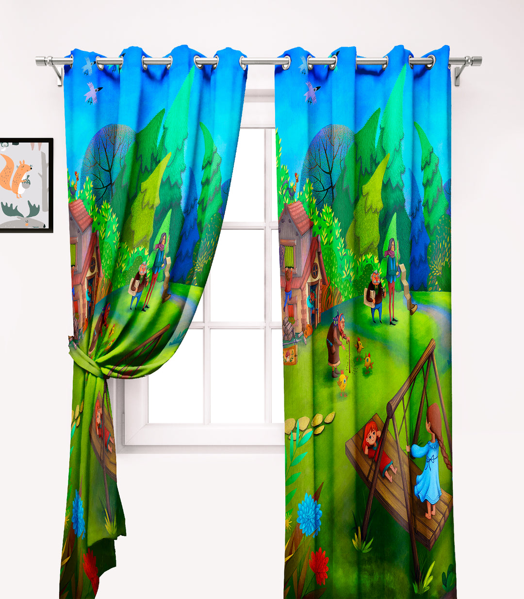 Ultimate Trends Premium Polyester 3D Kids Room Cartoon Curtain For Home Décor Multi Color, 1 Piece