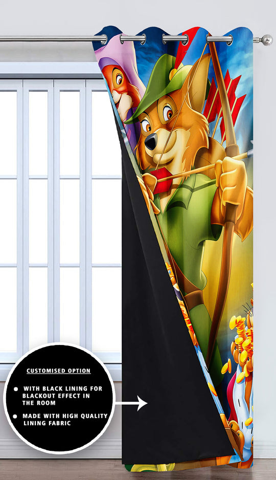 Ultimate Trends Premium Polyester 3D Kids Room Cartoon Curtain For Home Décor Multi Color, 1 Piece