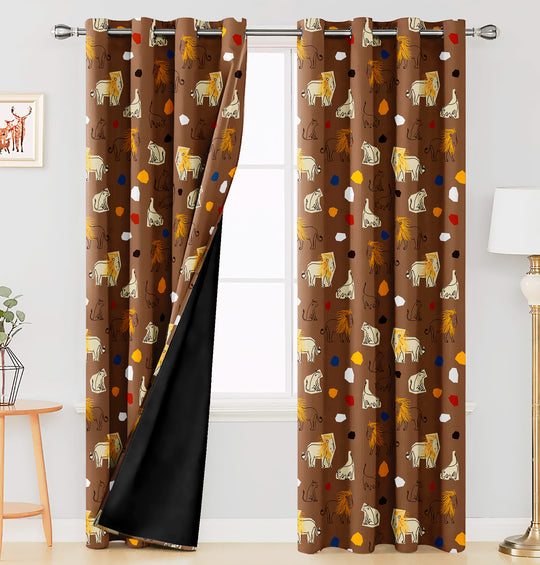 Ultimate Trends Premium Polyester Kids Room Curtain For Home Décor Brown Color, 1 Piece