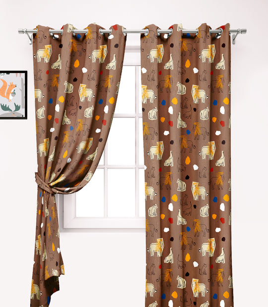 Ultimate Trends Premium Polyester Kids Room Curtain For Home Décor Brown Color, 1 Piece