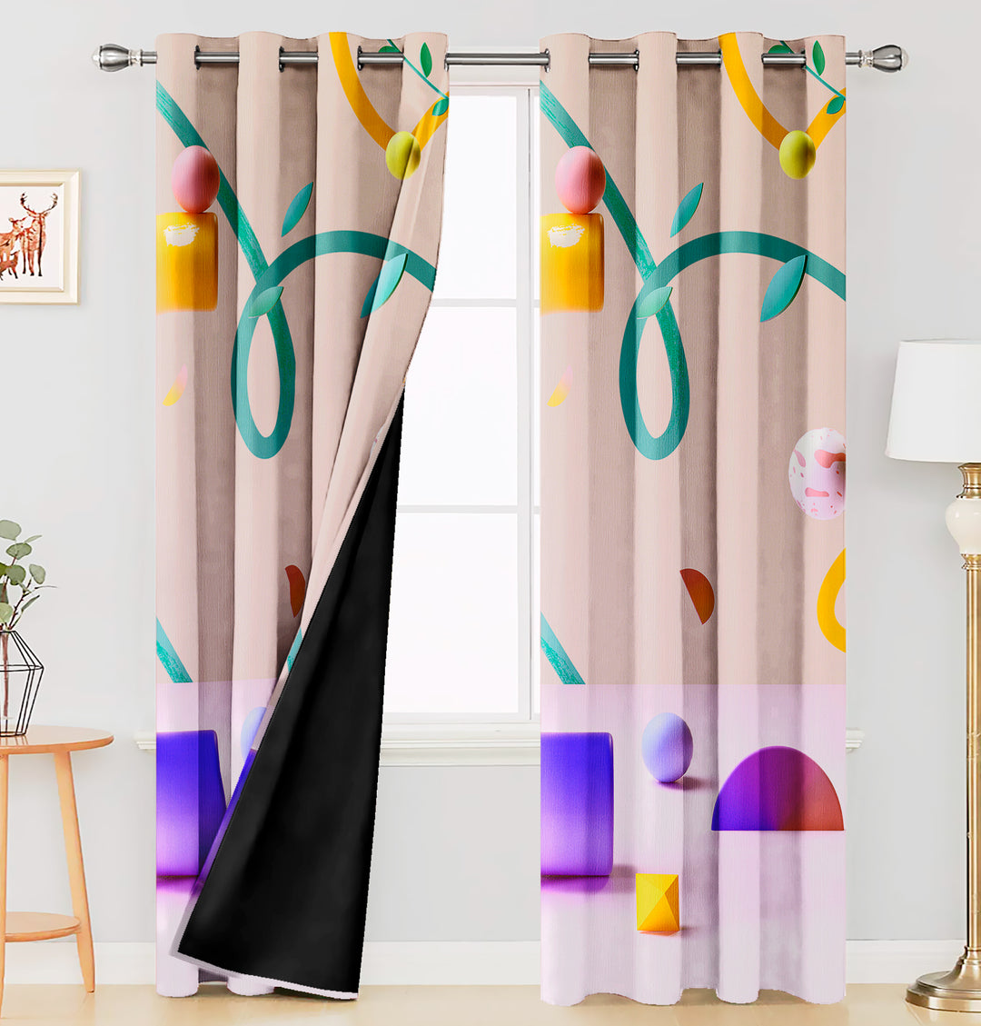 Ultimate Trends Premium Polyester 3D Modern Curtain For Home Décor Multi Color, 1 Piece