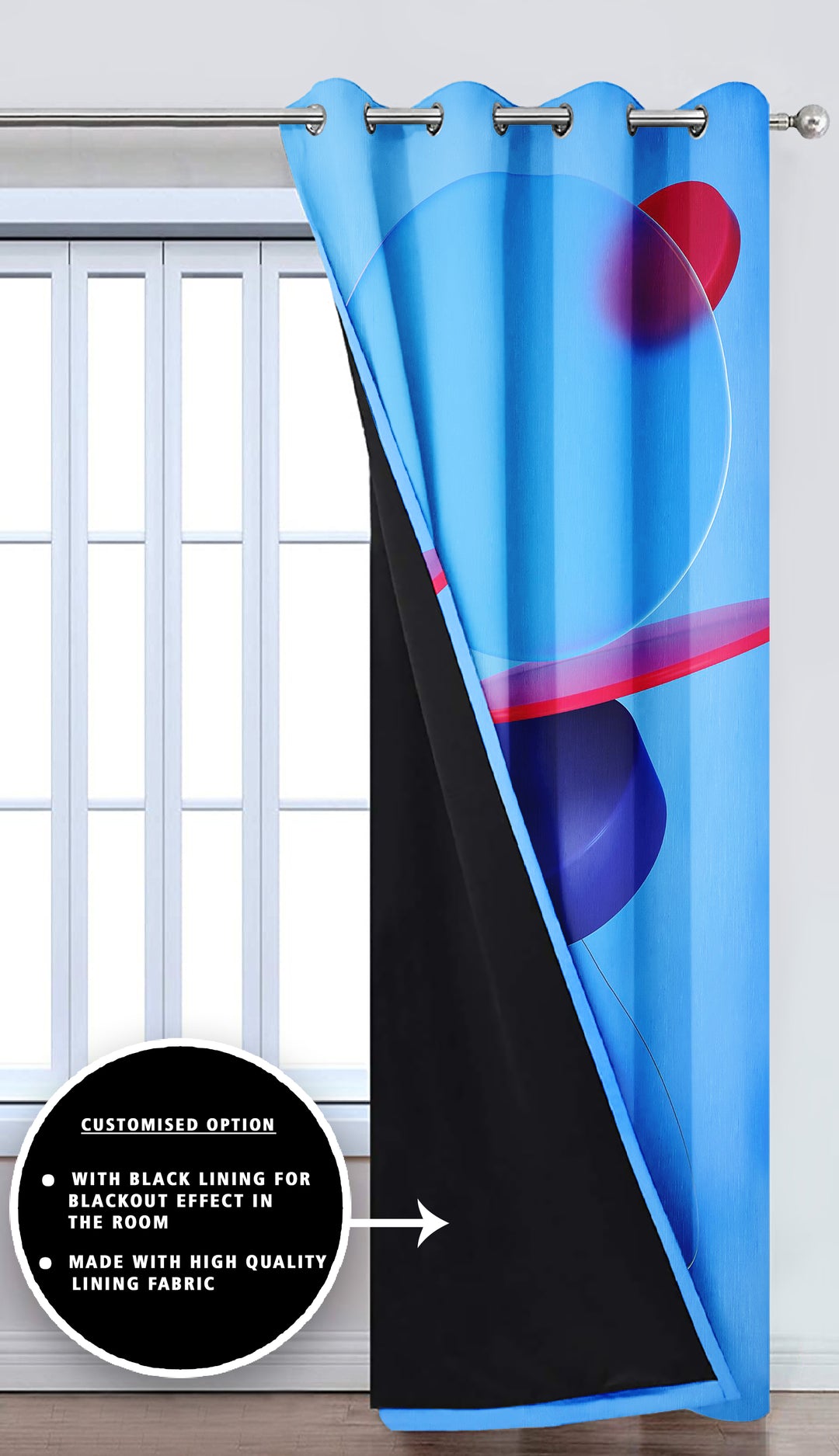 Ultimate Trends Premium Polyester 3D Modern Curtain For Home Décor Multi Color, 1 Piece