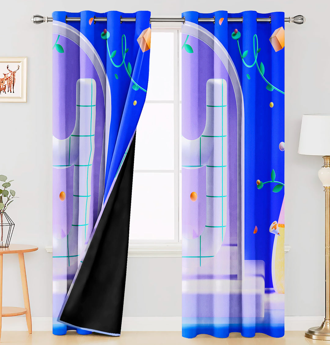 Ultimate Trends Premium Polyester 3D Modern Curtain For Home Décor Multi Color, 1 Piece