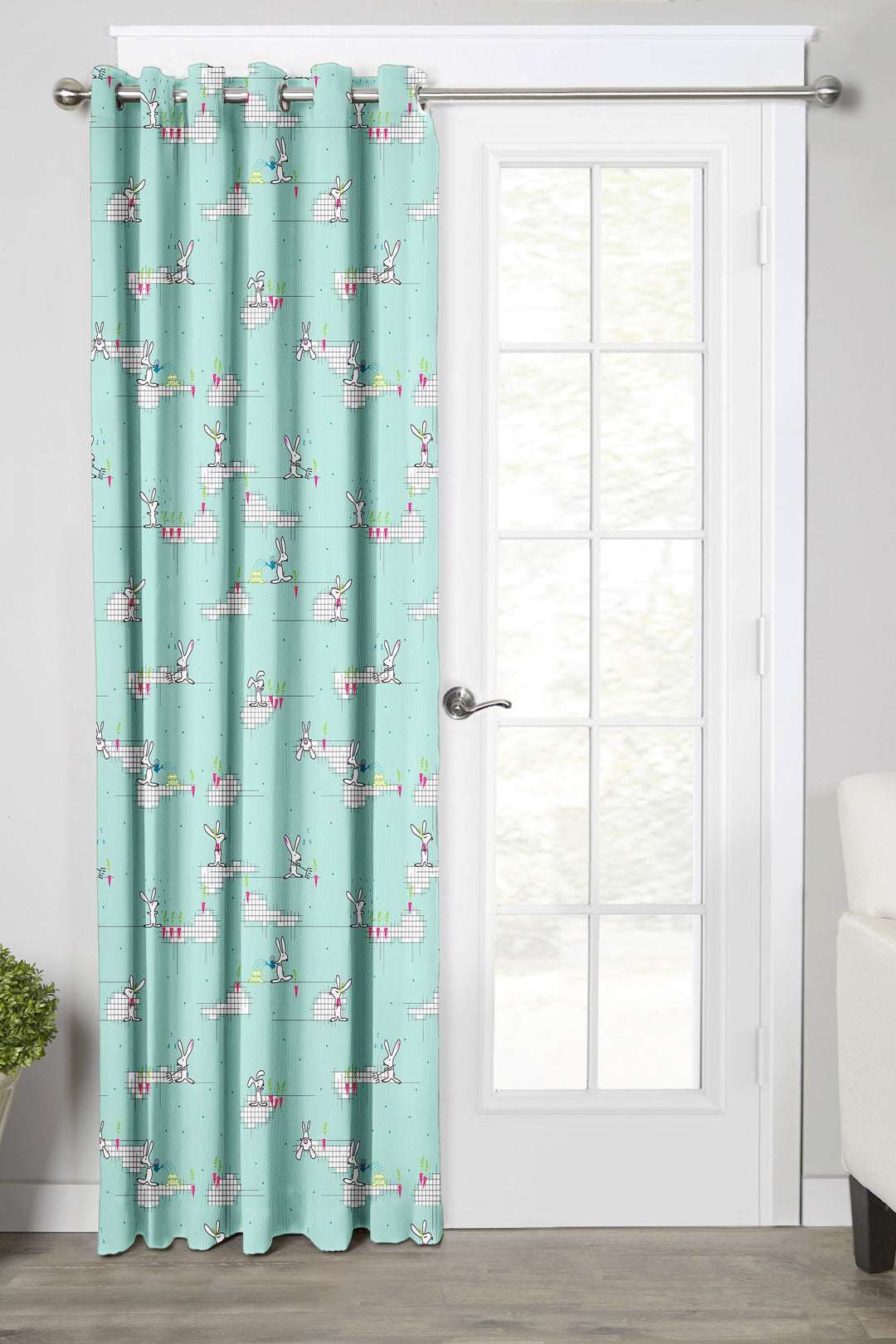 Ultimate Trends Premium Polyester Kids Room Curtain For Home Décor Mint Green Color, 1 Piece