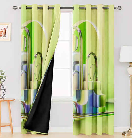 Ultimate Trends Premium Polyester 3D Modern Curtain For Home Décor Green Color, 1 Piece