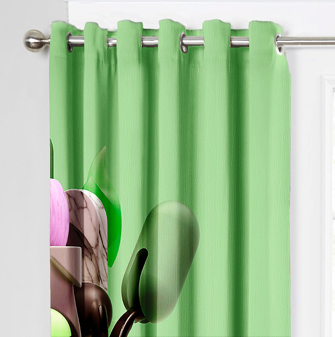 Ultimate Trends Premium Polyester 3D Modern Curtain For Home Décor Green Color, 1 Piece