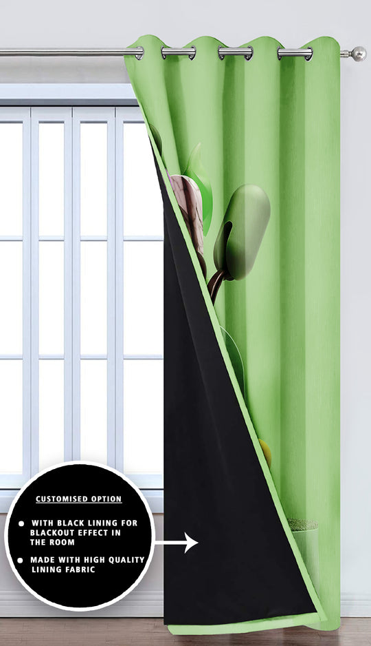 Ultimate Trends Premium Polyester 3D Modern Curtain For Home Décor Green Color, 1 Piece